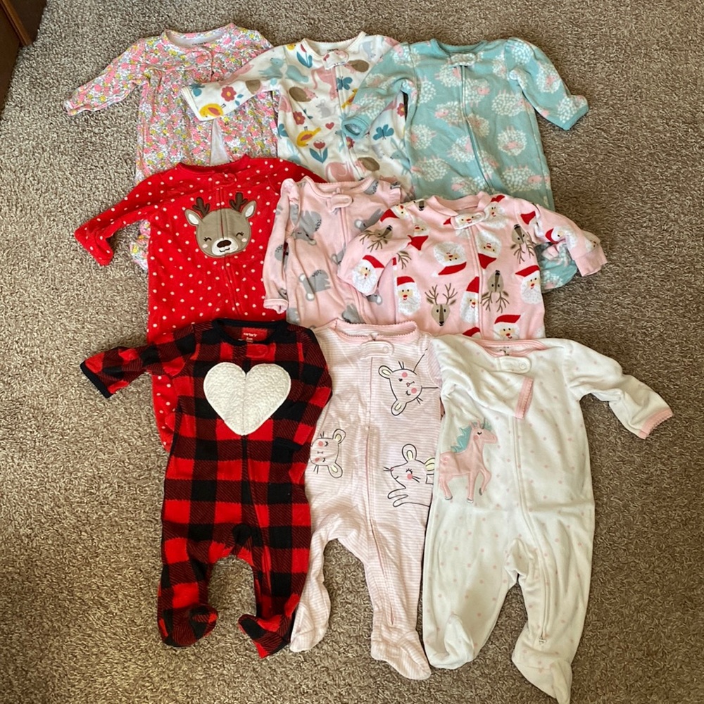 9 pairs of 3 month pajama